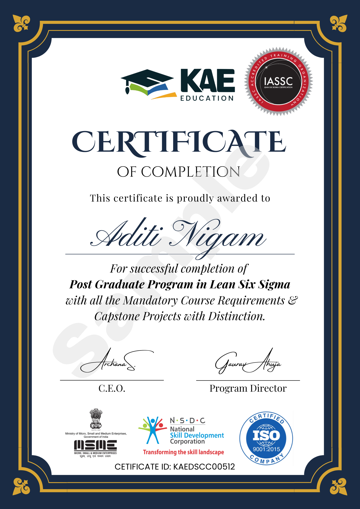 Post Graduate Program in Lean Six Sigma