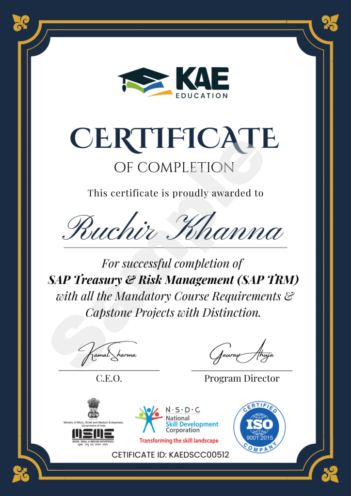 Sample Certificate (SAP Treasury & Risk Management (SAP TRM))