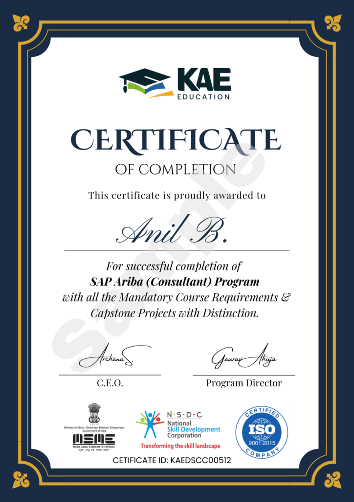 SAP Ariba Sample Certificate